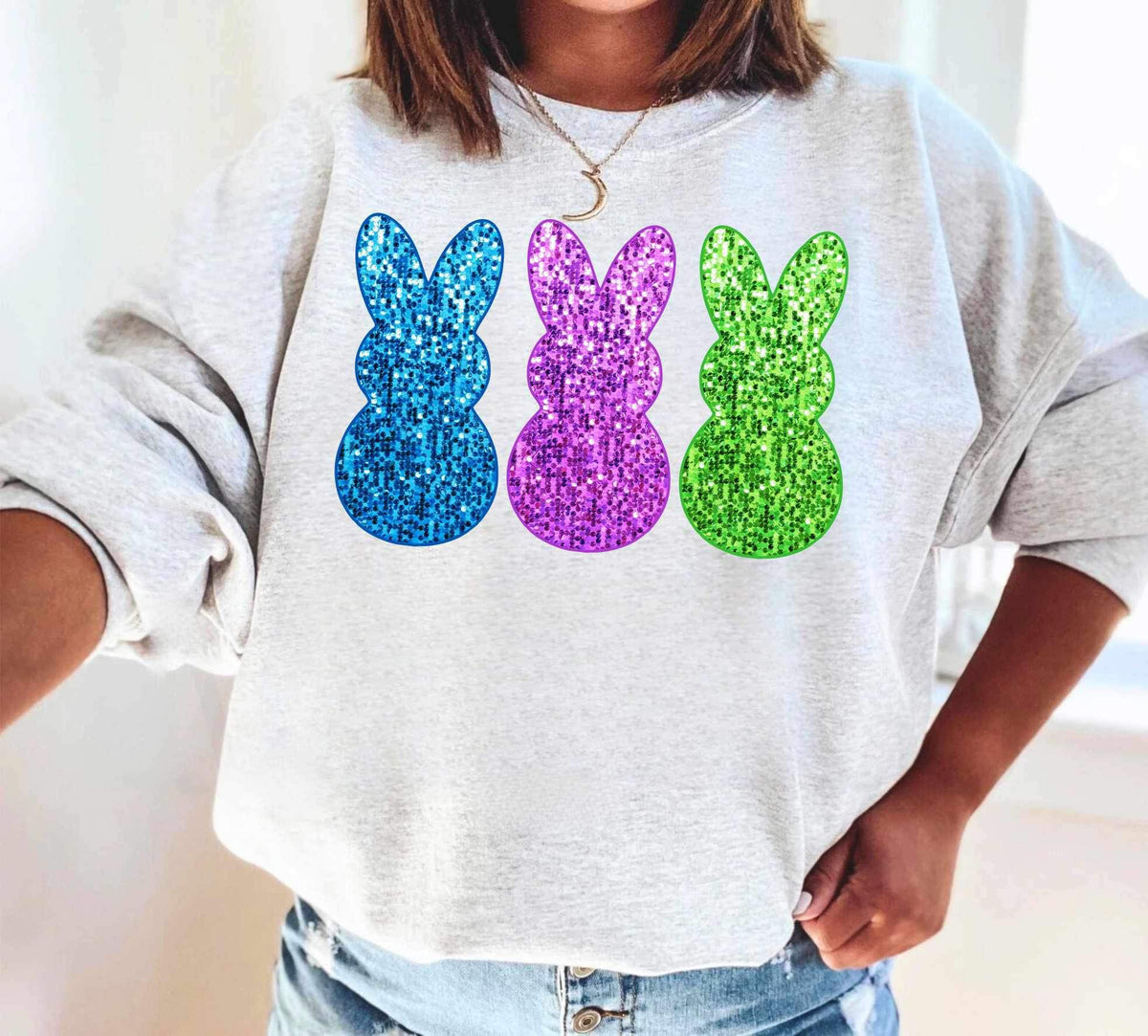Blue purple green sequin bunnies (WSB) 21483 DTF transferr