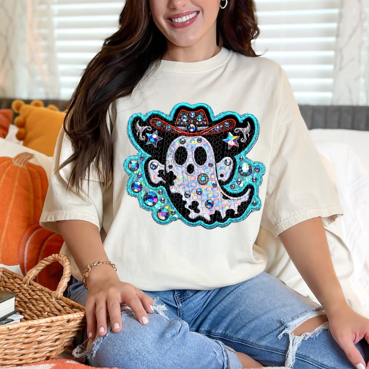 Western ghost turquoise (spooked face) HW DTF TRANSFER