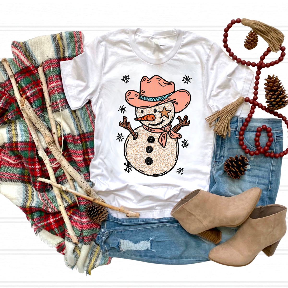Cowboy Snowman pink cowboy hat 113352 DTF transfer