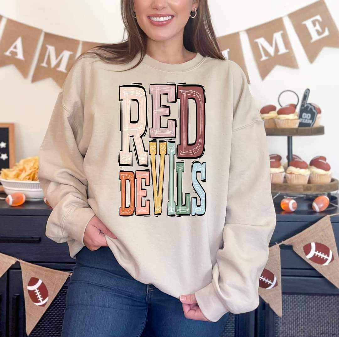 Red devils pastel font 16328 DTF Transfer