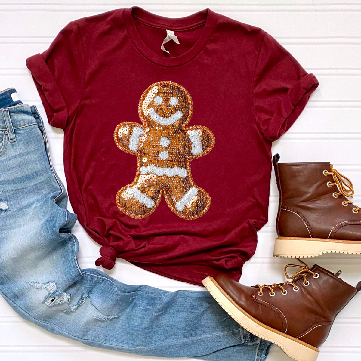 Faux Sequin Gingerbread DTF transfer