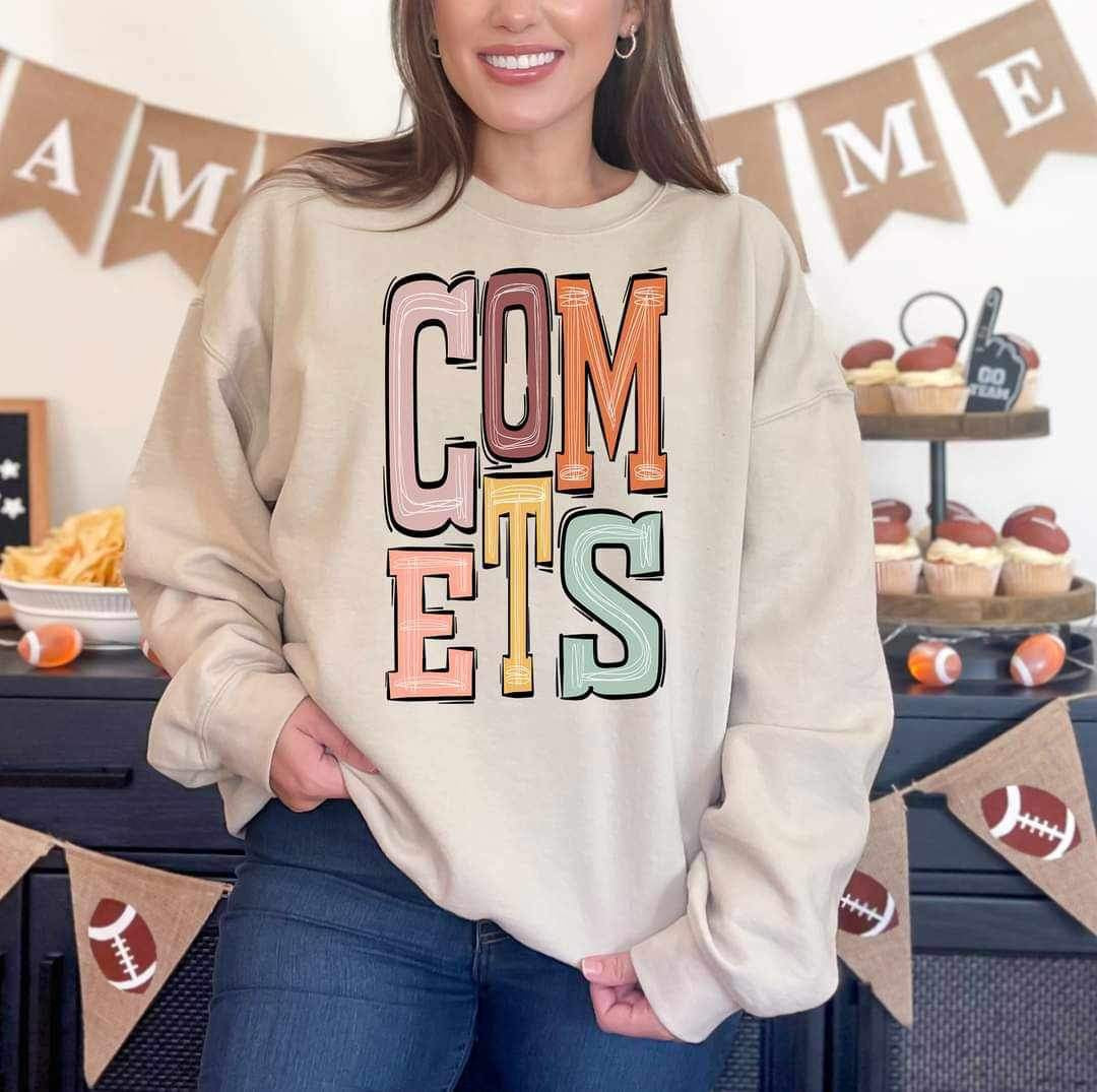 Comets pastel font 16321 DTF Transfer
