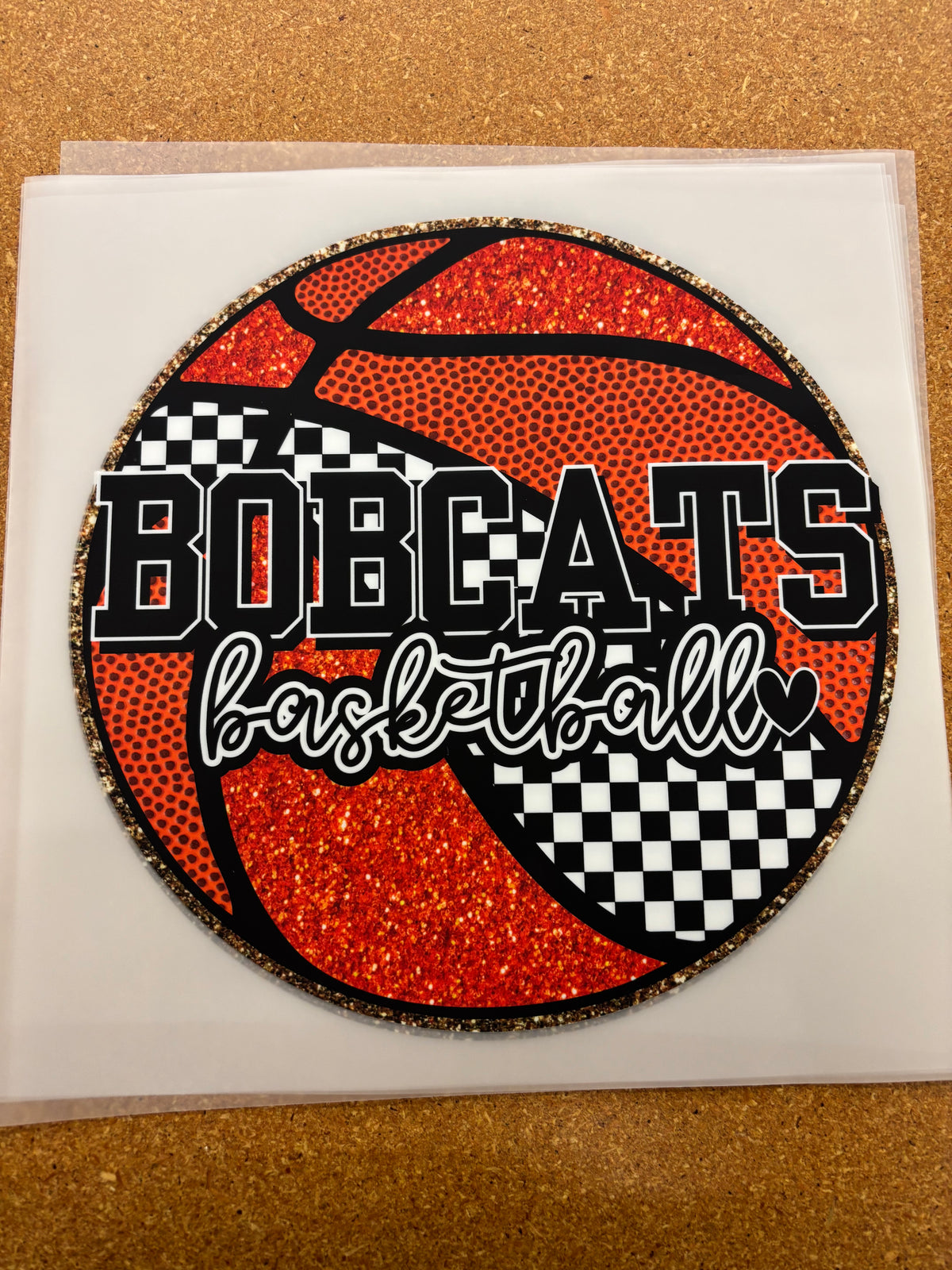 Bobcats basketball checkered circle adult size overprints