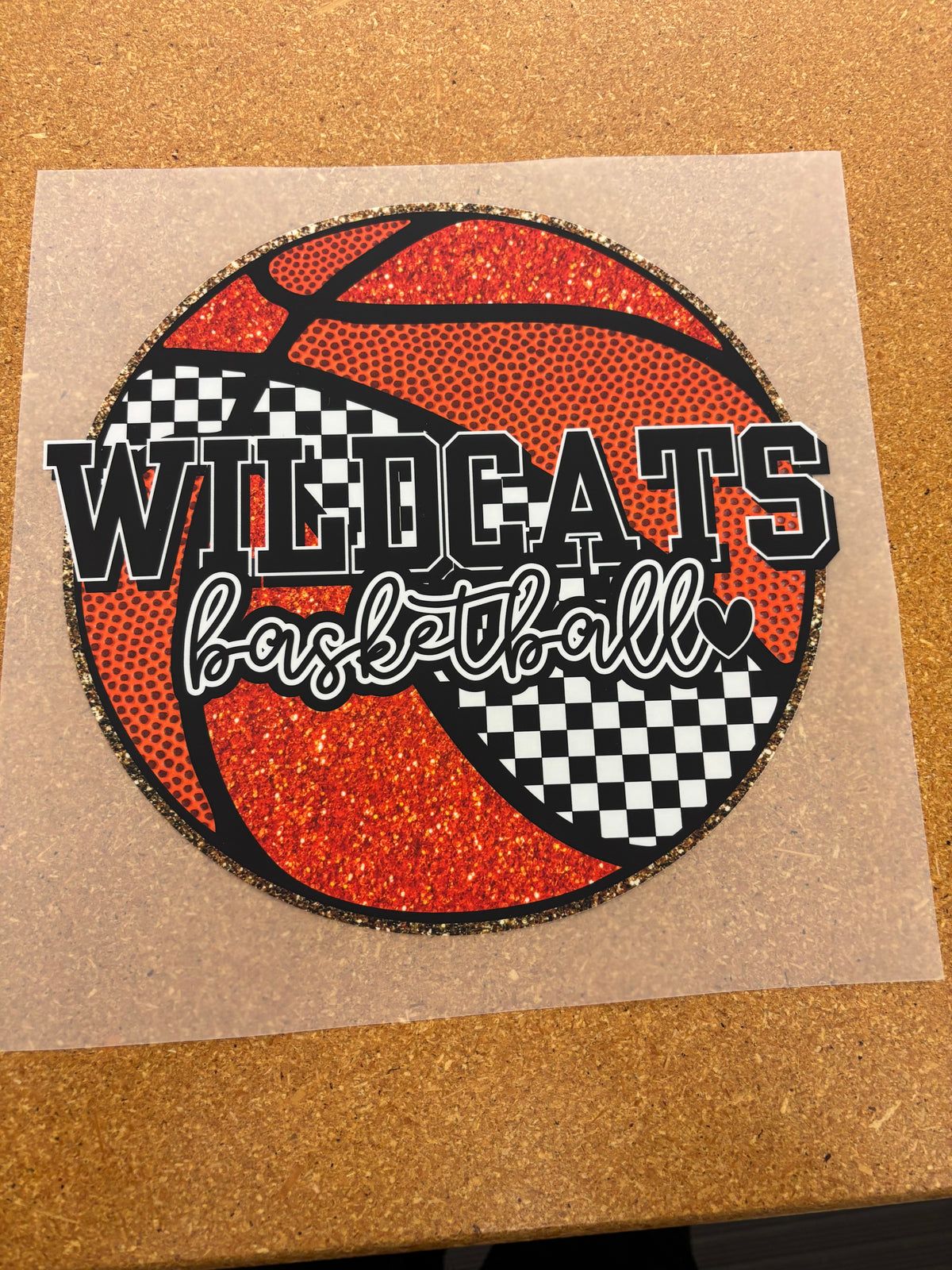 Wildcats basketball checkered circle adult size overprints