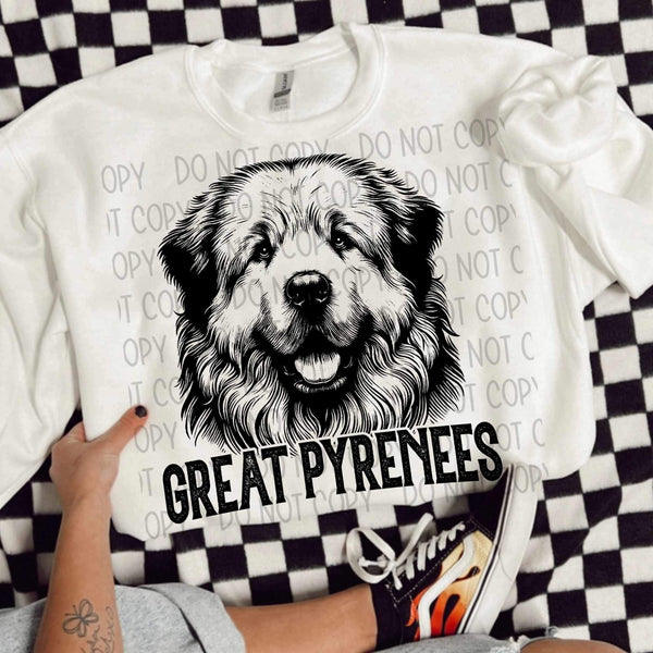 Great pyrenees BLACK (SWD) 21621 DTF transfer