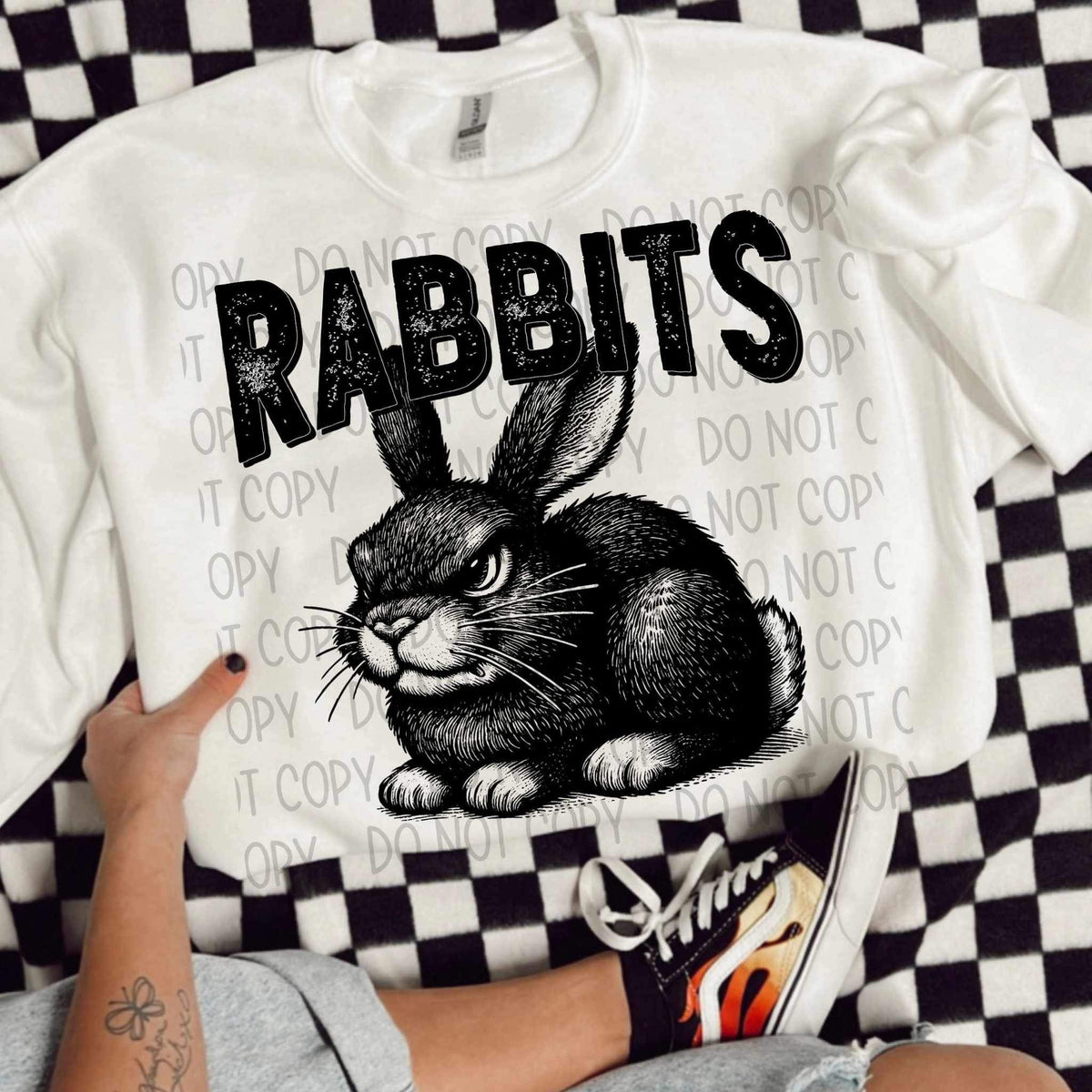 Rabbits BLACK (SWD) 21619 DTF transfer