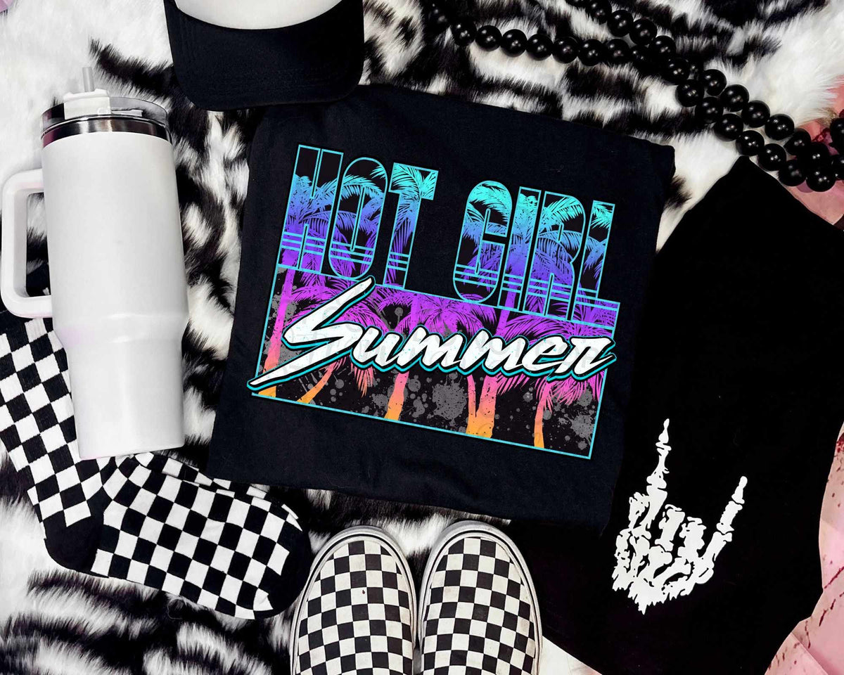 Hot girl summer palm tree filled (SSD) 31999 DTF transfer