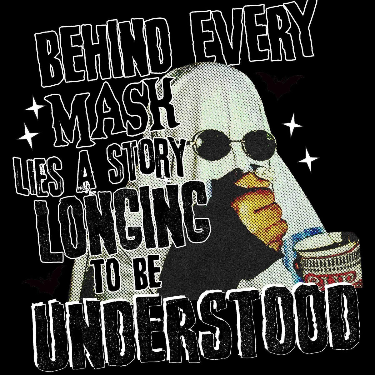 Behind every mask lies a story longing to be told (with ghost  wearing glasses) 16373 DTF Transfer