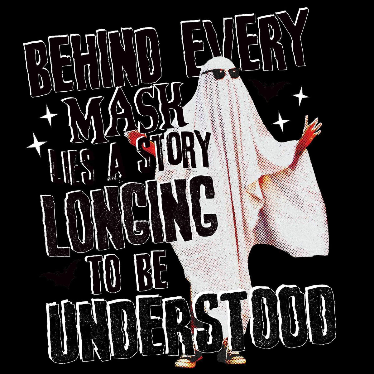 Behind every mask lies a story longing to be told (with ghost) 16369 DTF Transfer