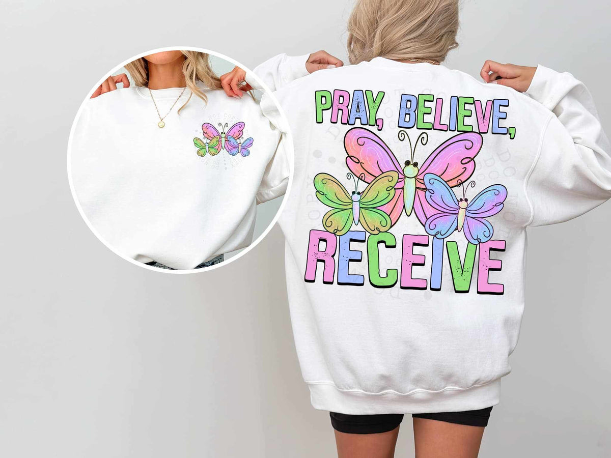 Pray, believe, receive BACK ONLY 64350 DTF transfer