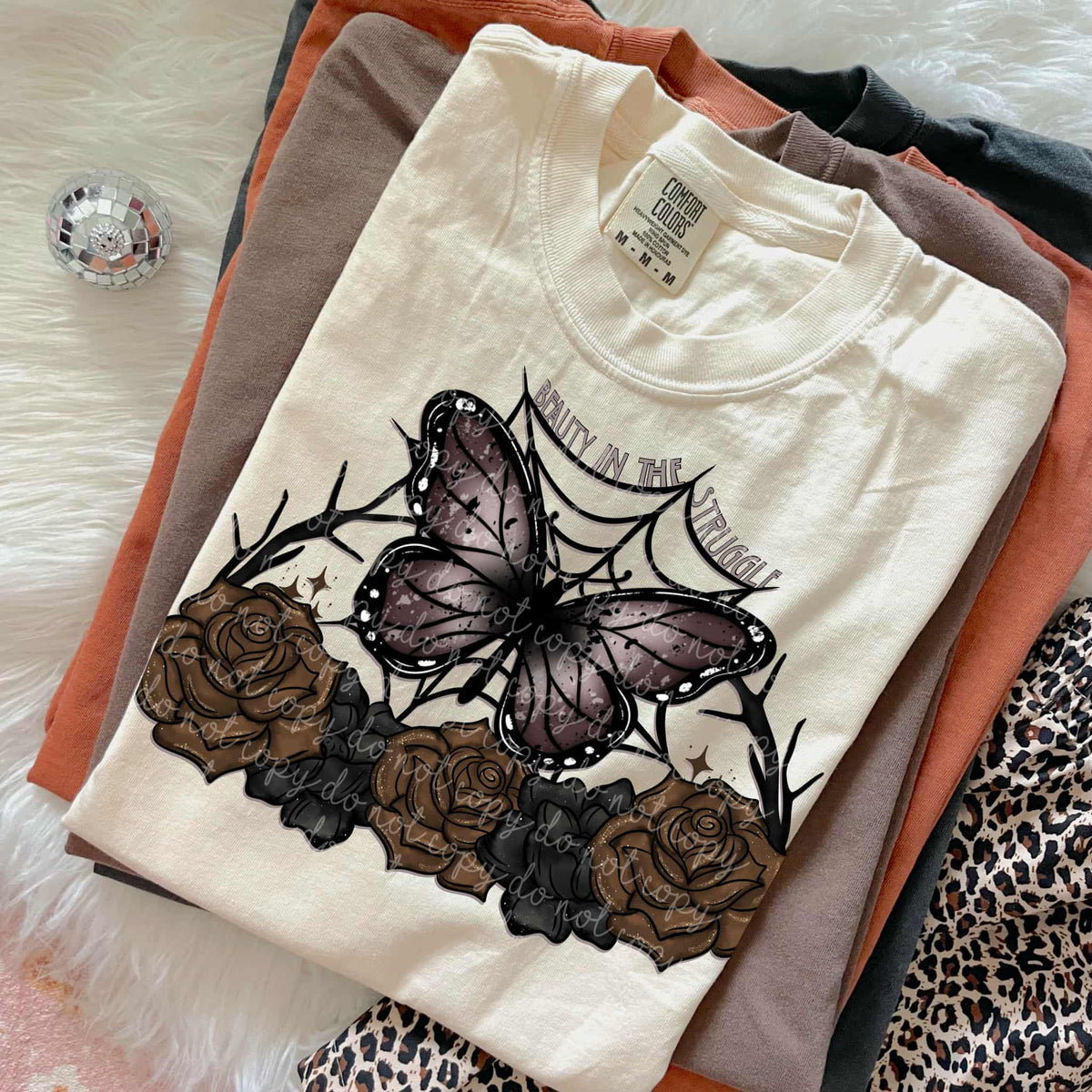 Beauty in the Struggle butterfly and roses MMD DTF transfer