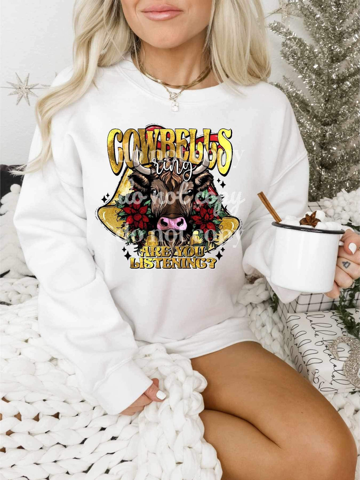 Cowbells ring are you listening (cow with bells) 16368 DTF Transfer