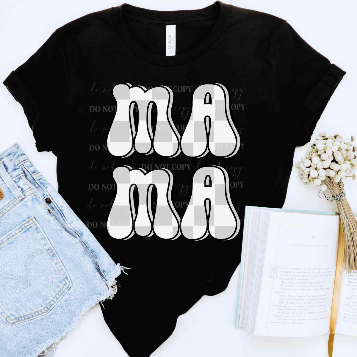 Mama white plaid 16365 DTF Transfer