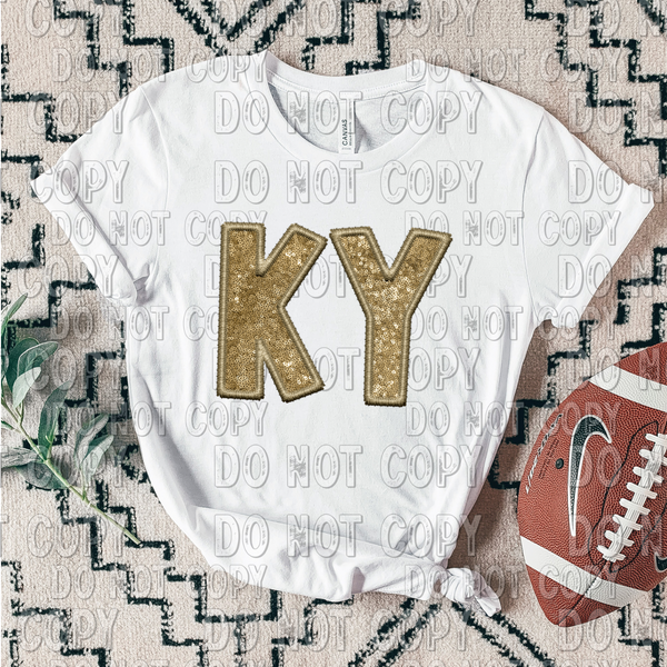 KY gold faux embroidery glitter DTF TRANSFER 13012