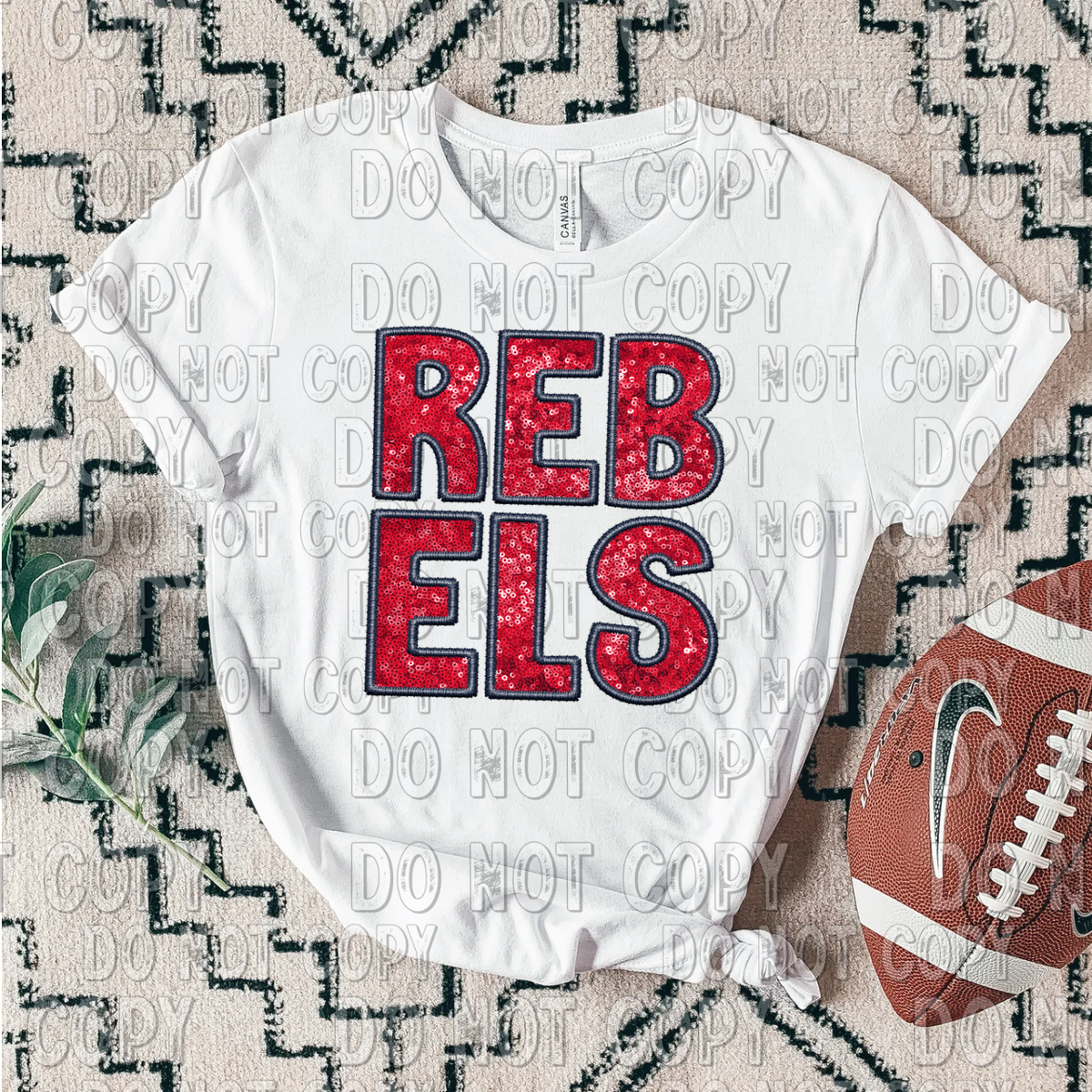 REBELS faux embroidery glitter DTF TRANSFER 13014