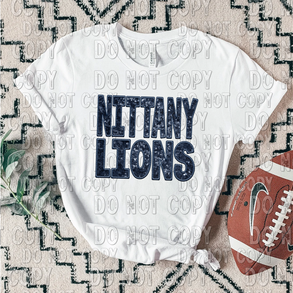 Nittany Lions faux embroidery glitter DTF TRANSFER 13016