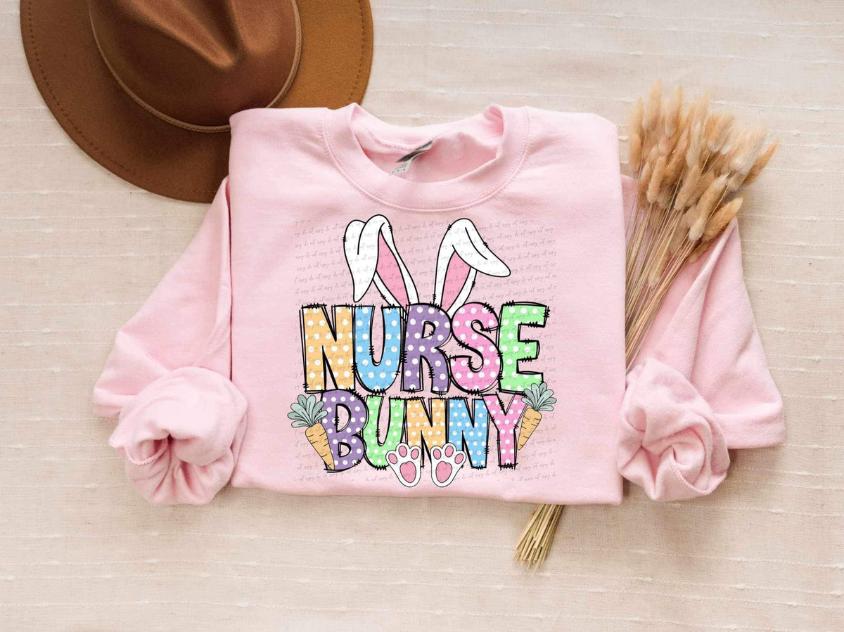 Nurse bunny pastel with polka dots 21675 DTF transfer