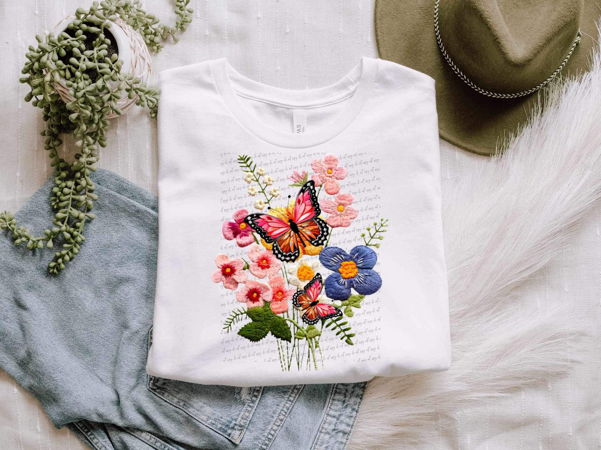 Bouquet of flowers with butterflies 21672 DTF transfer