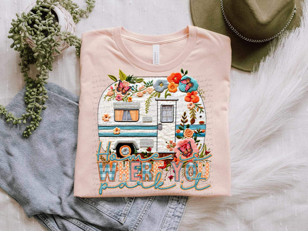 Home is where you park it floral camper 21671 DTF transfer