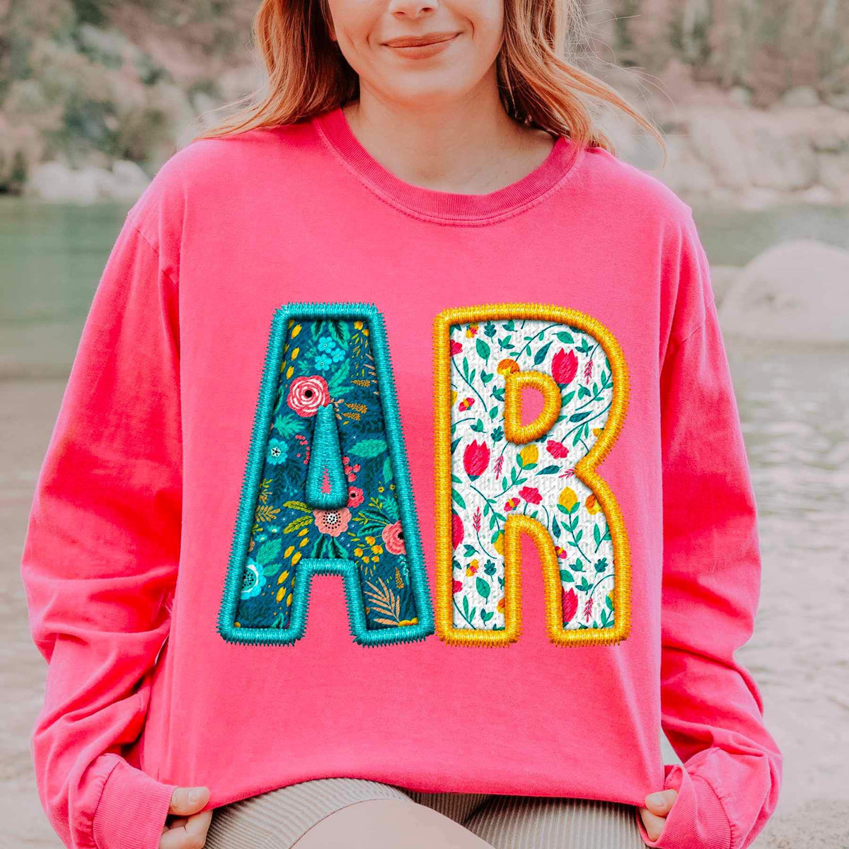 AR spring patterned embroidery 21726 DTF transfer