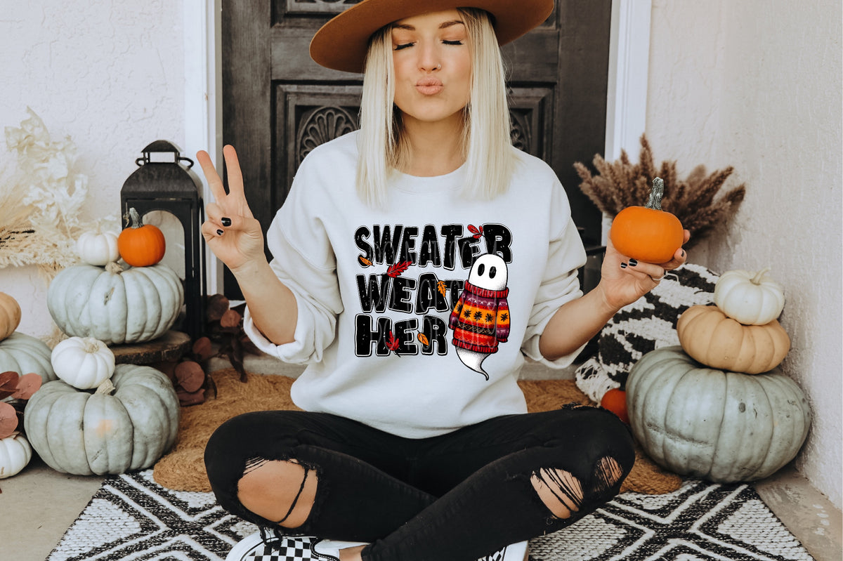 Sweater weather ghost DTF transfer
