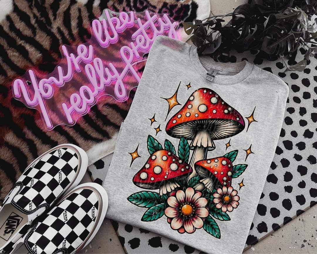 Mushrooms with flowers (LYTTLE) 32039 DTF transfer