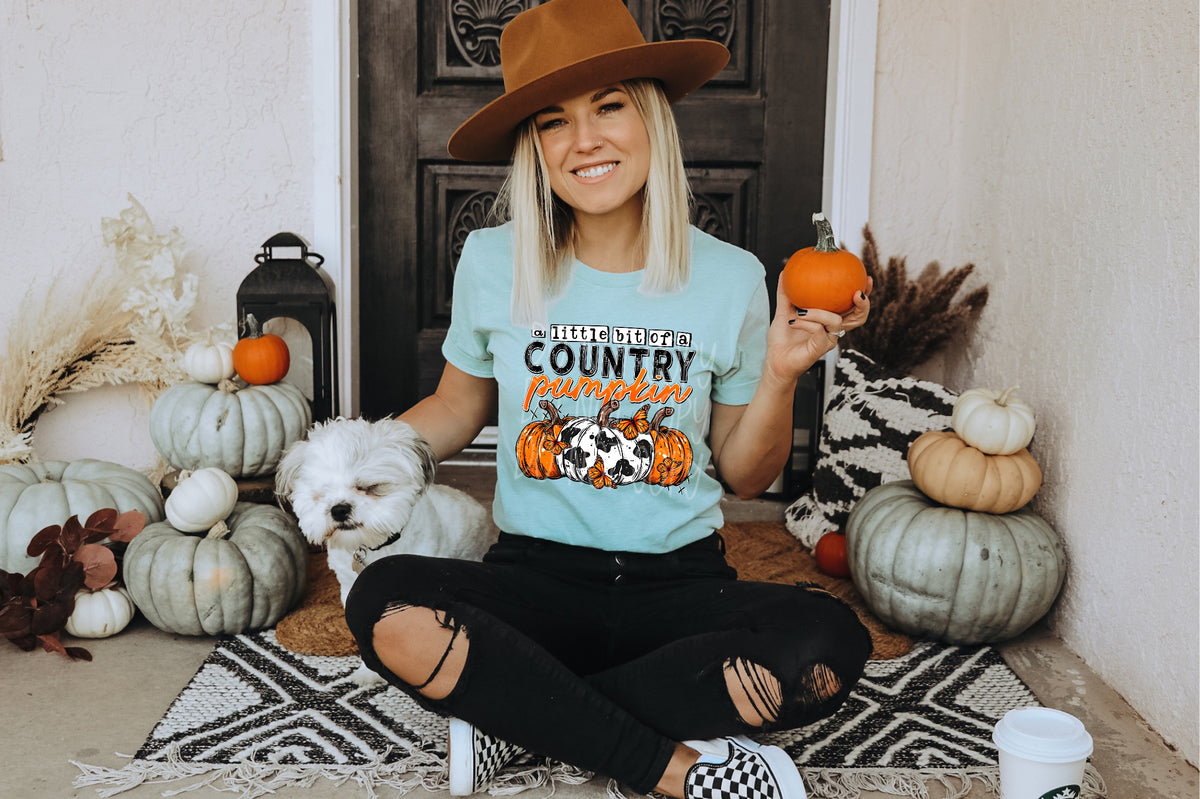 A little bit of a country pumpkin trio cowhide  DTF transfer