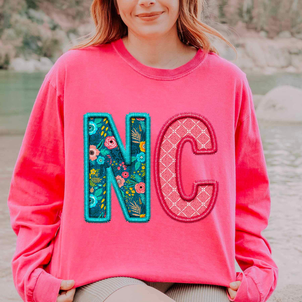 NC spring patterned embroidery 21697 DTF transfer