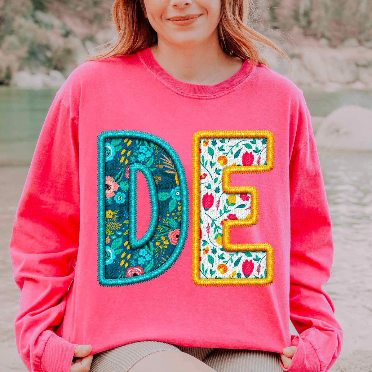 DE spring patterned embroidery 21695 DTF transfer