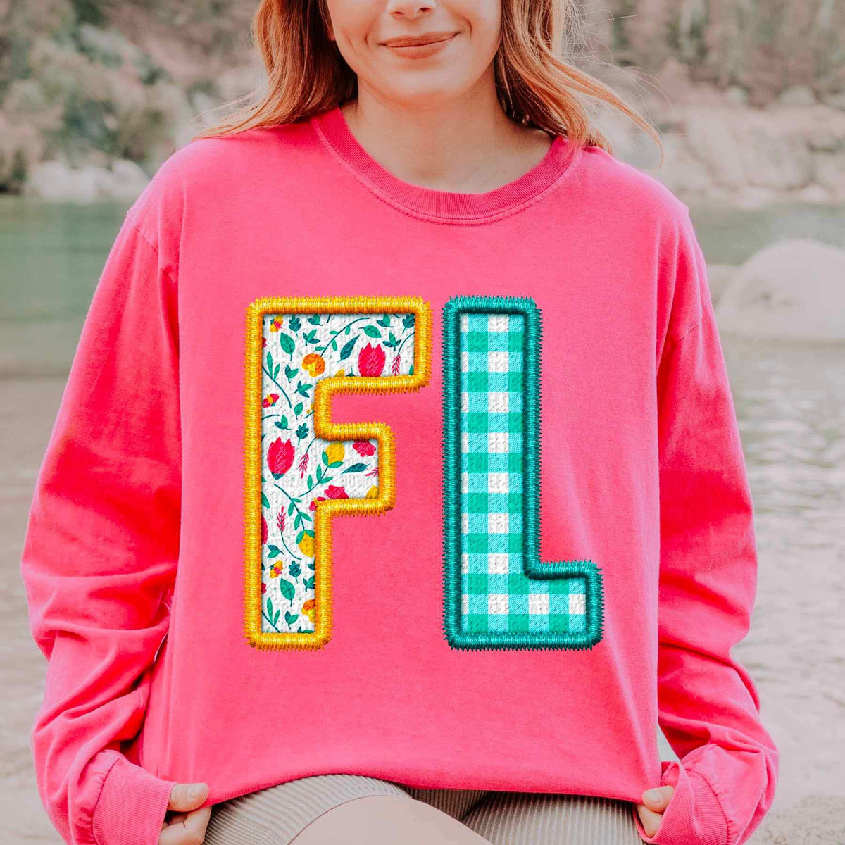 FL spring patterned embroidery 21691 DTF transfer