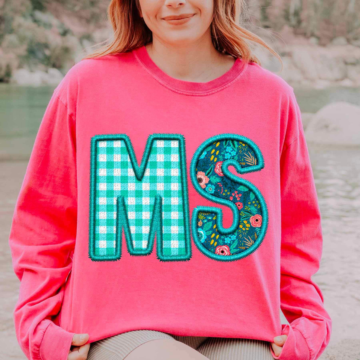 MS spring patterned embroidery 21690 DTF transfer