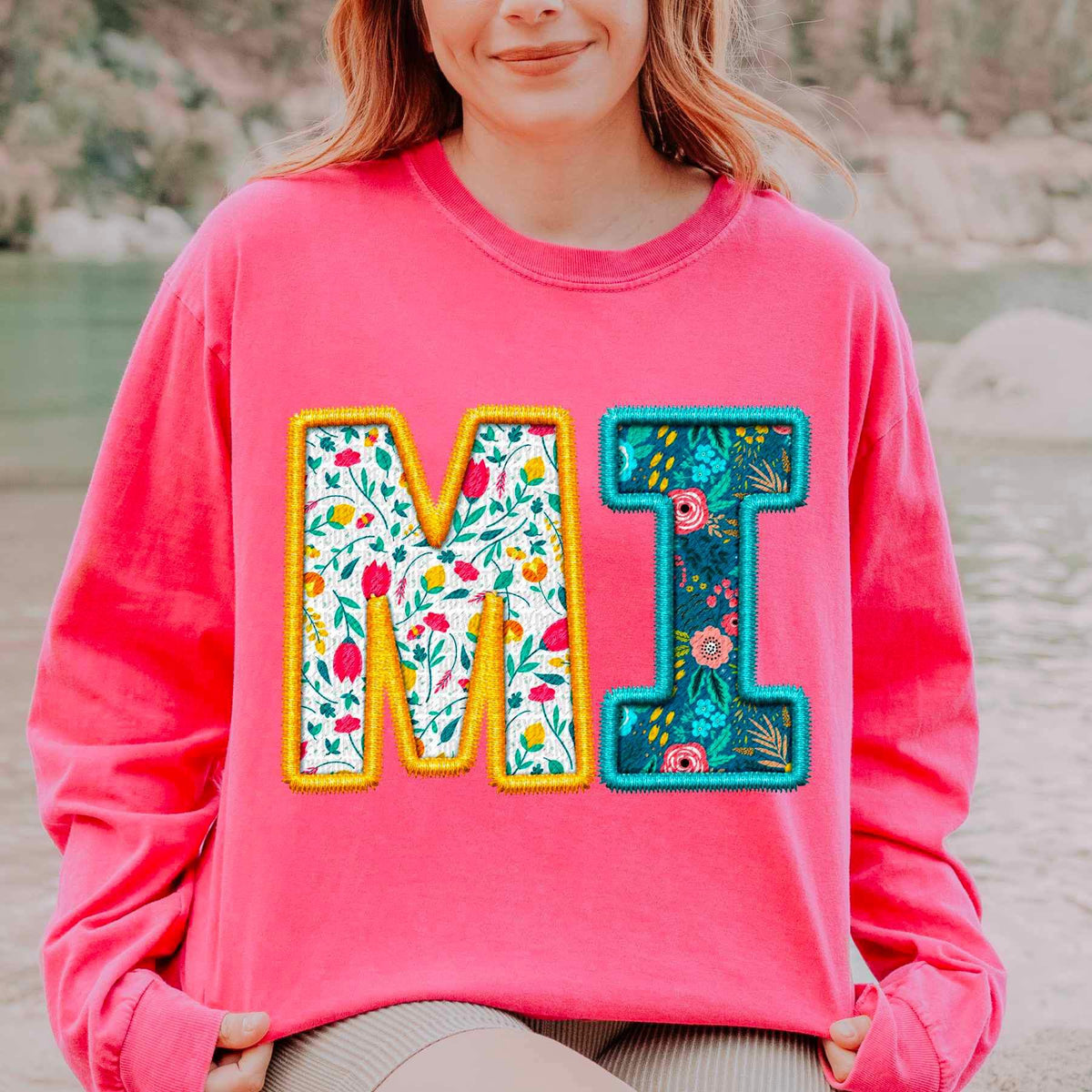 MI spring patterned embroidery 21687 DTF transfer