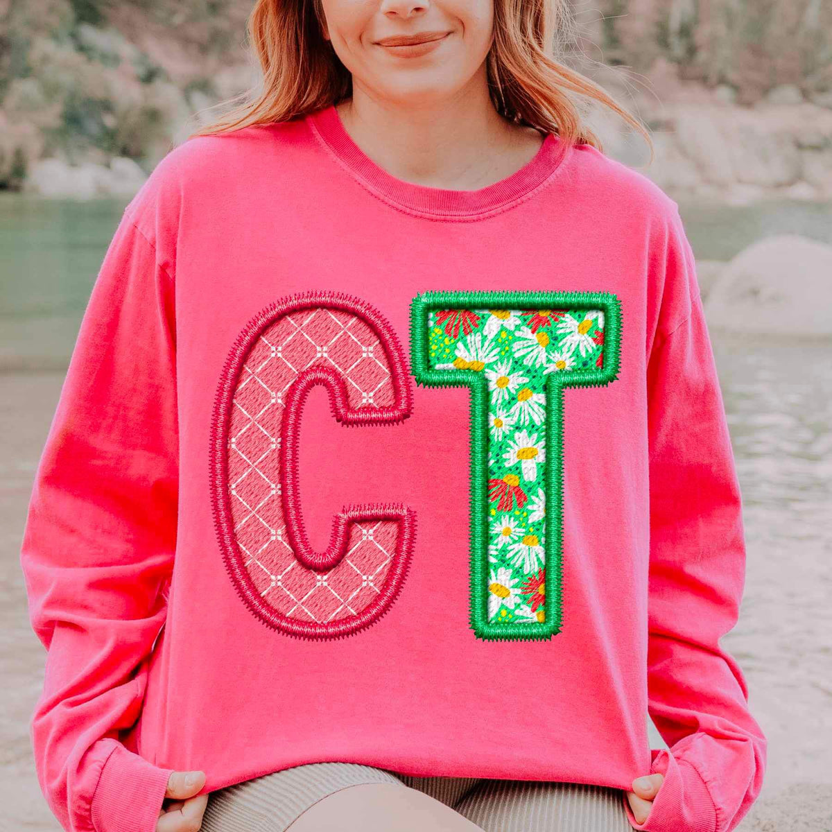 CT spring patterned embroidery 21686 DTF transfer