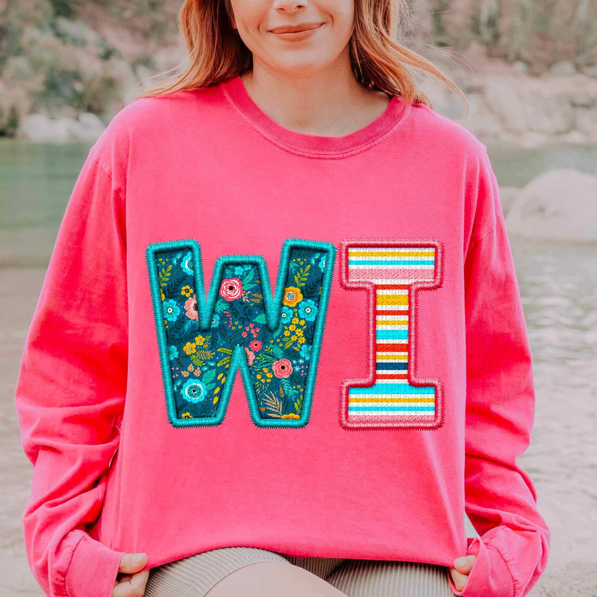 WI spring patterned embroidery 21683 DTF transfer