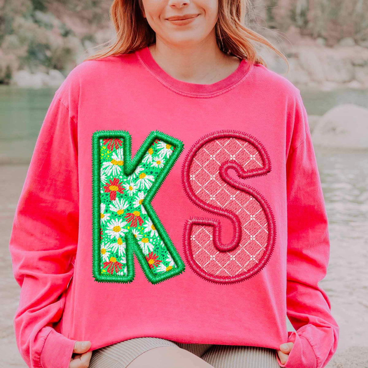 KS spring patterned embroidery 21681 DTF transfer