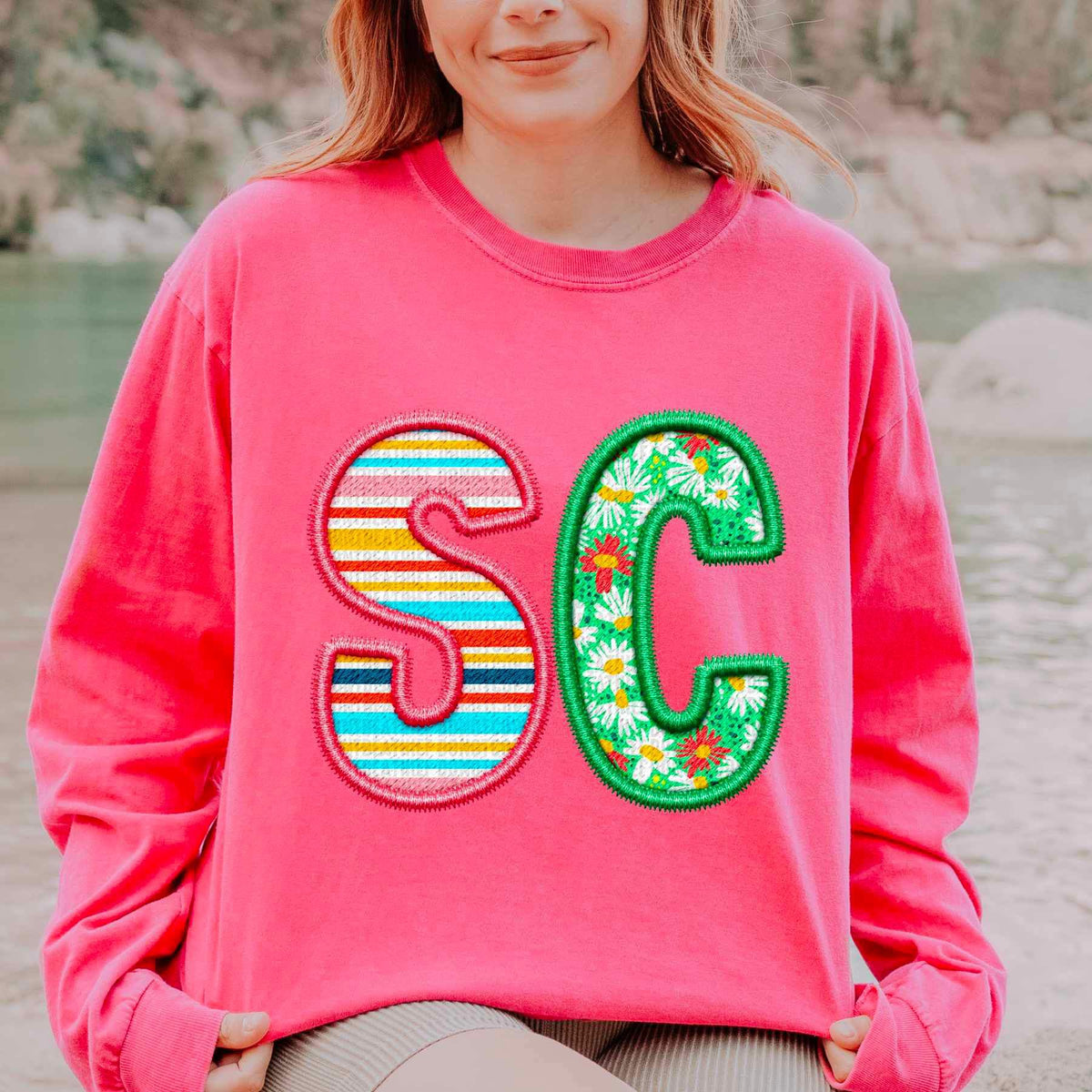 SC spring patterned embroidery 21680 DTF transfer