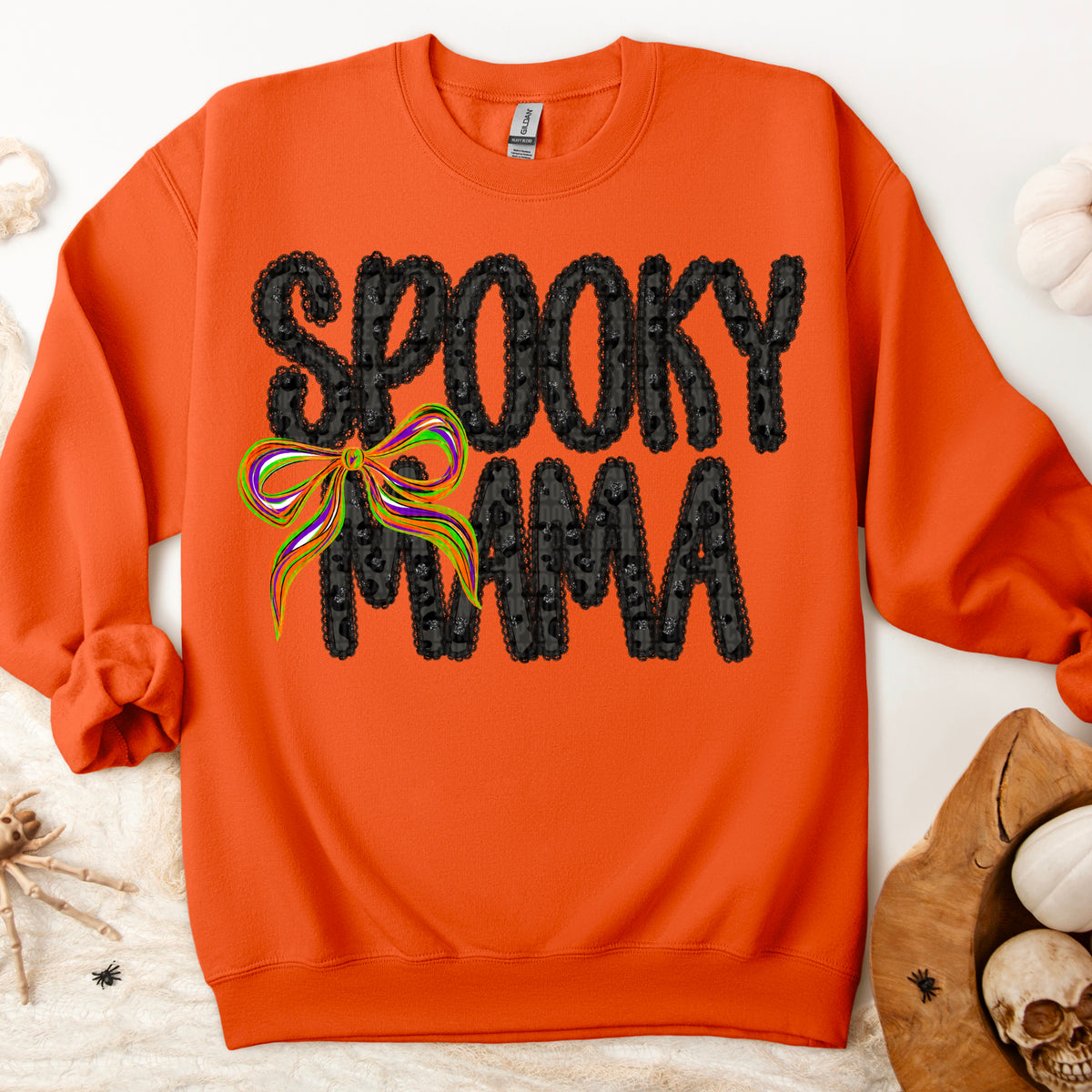 Spooky Mama black lace and bow 113418 DTF transfer