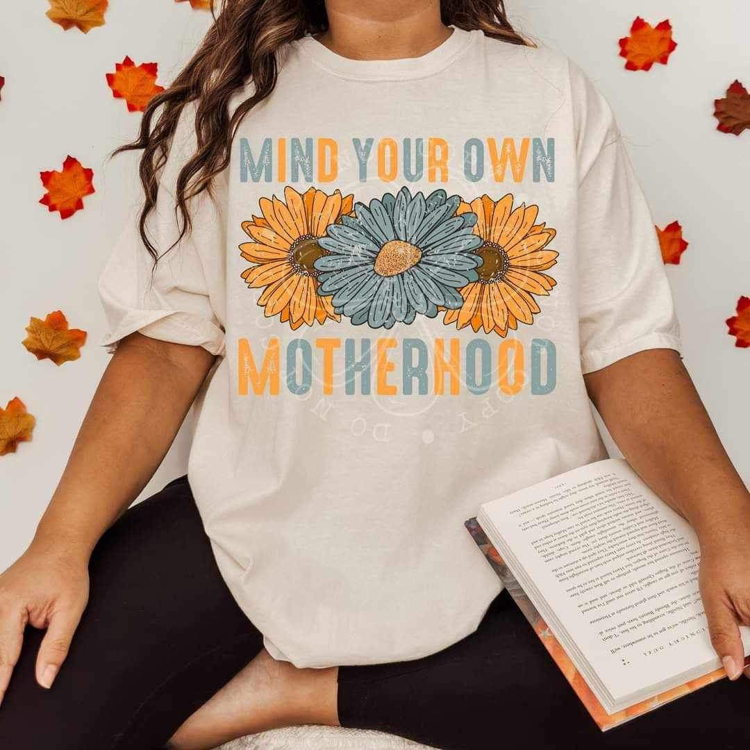 Mind your own motherhood orange and blue (lyttle) 34461 DTF Transfer