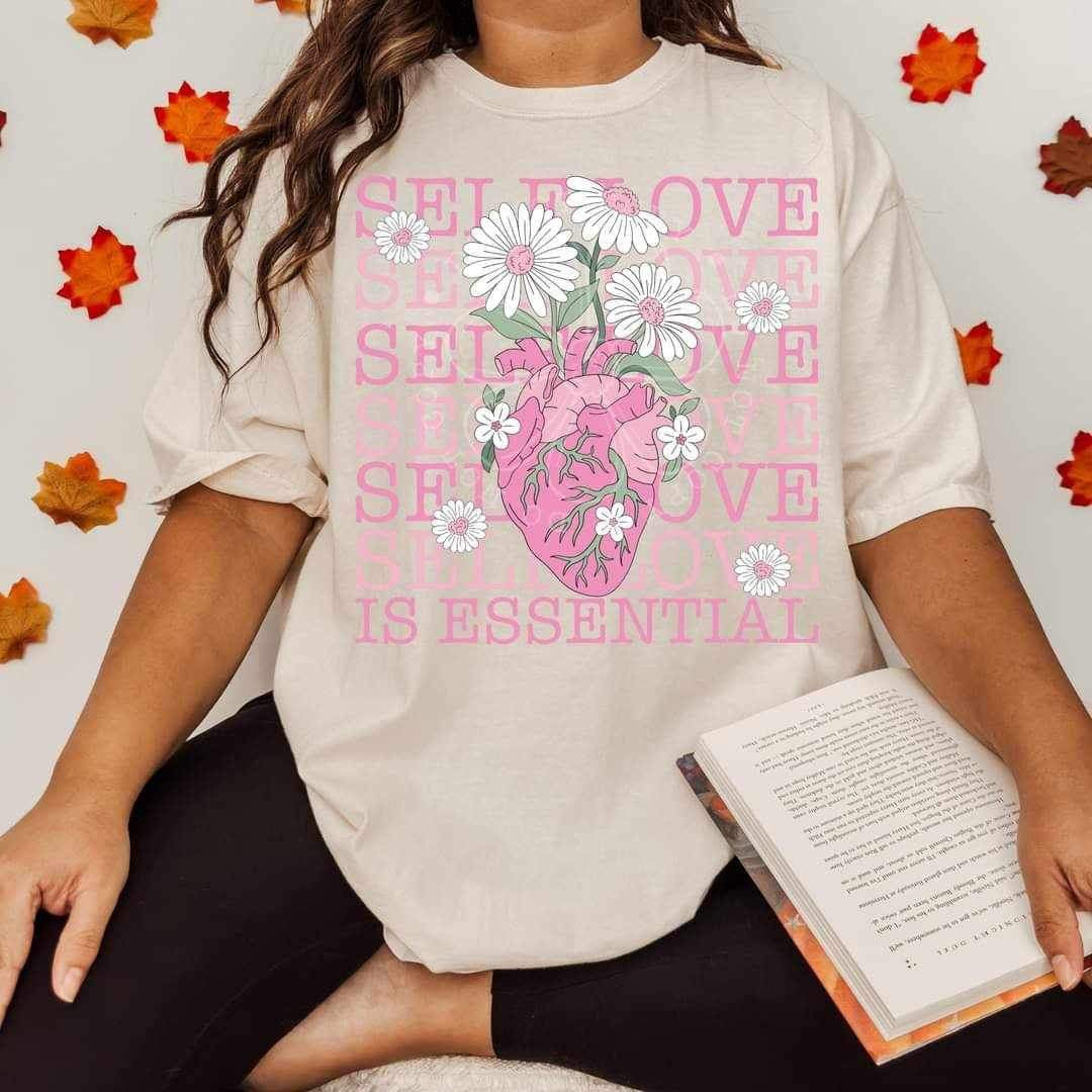 Self love pink heart flowers (lyttle) 34460 DTF Transfer