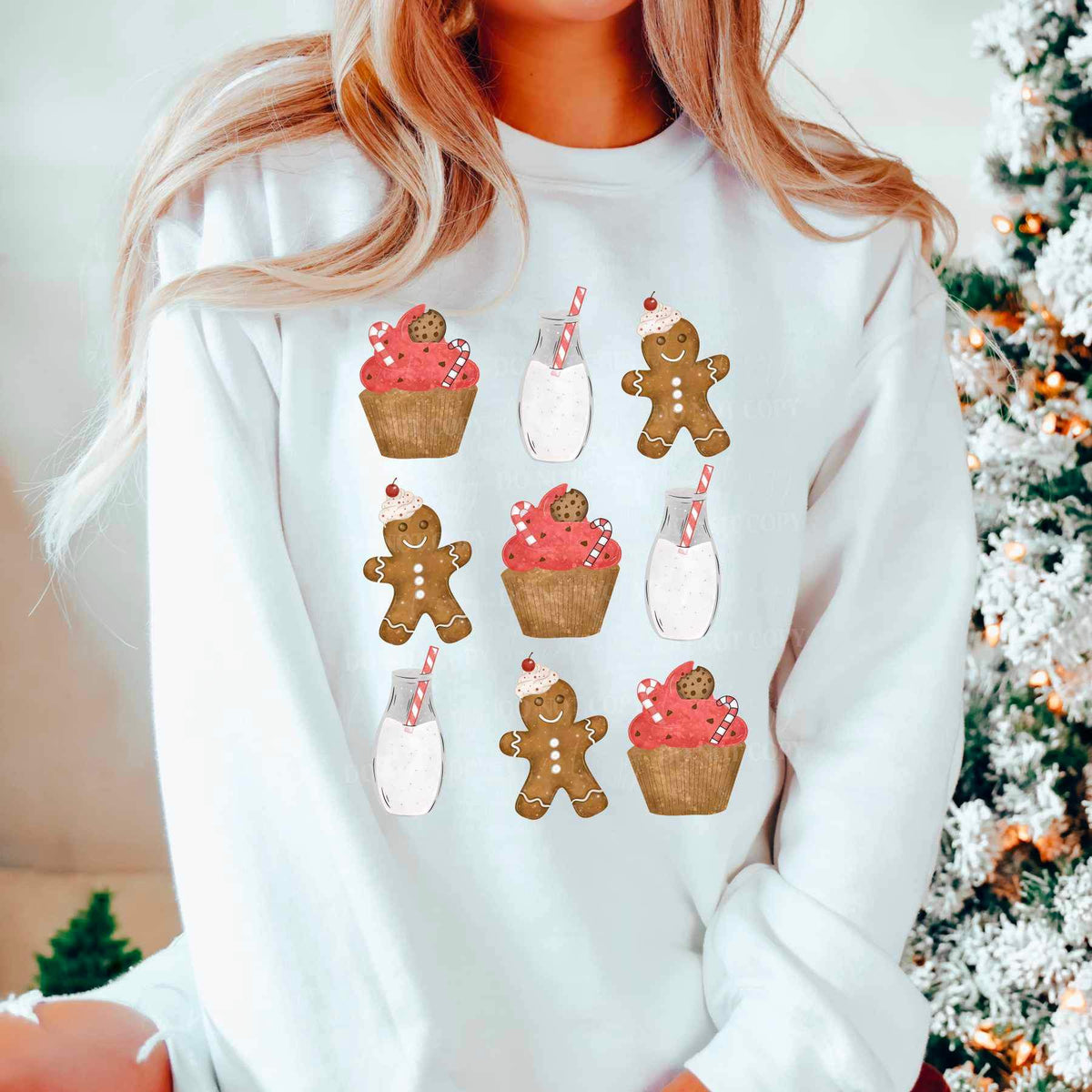 Gingerbread man, cupcake, milk collage 16666 DTF Tranfer