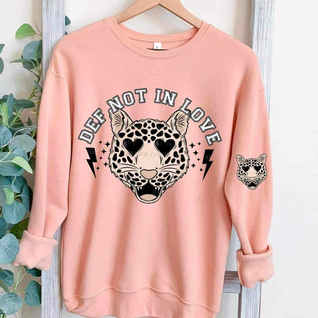 Def not in love (leopard with heart eyes) FRONT ONLY 16664 DTF Tranfer