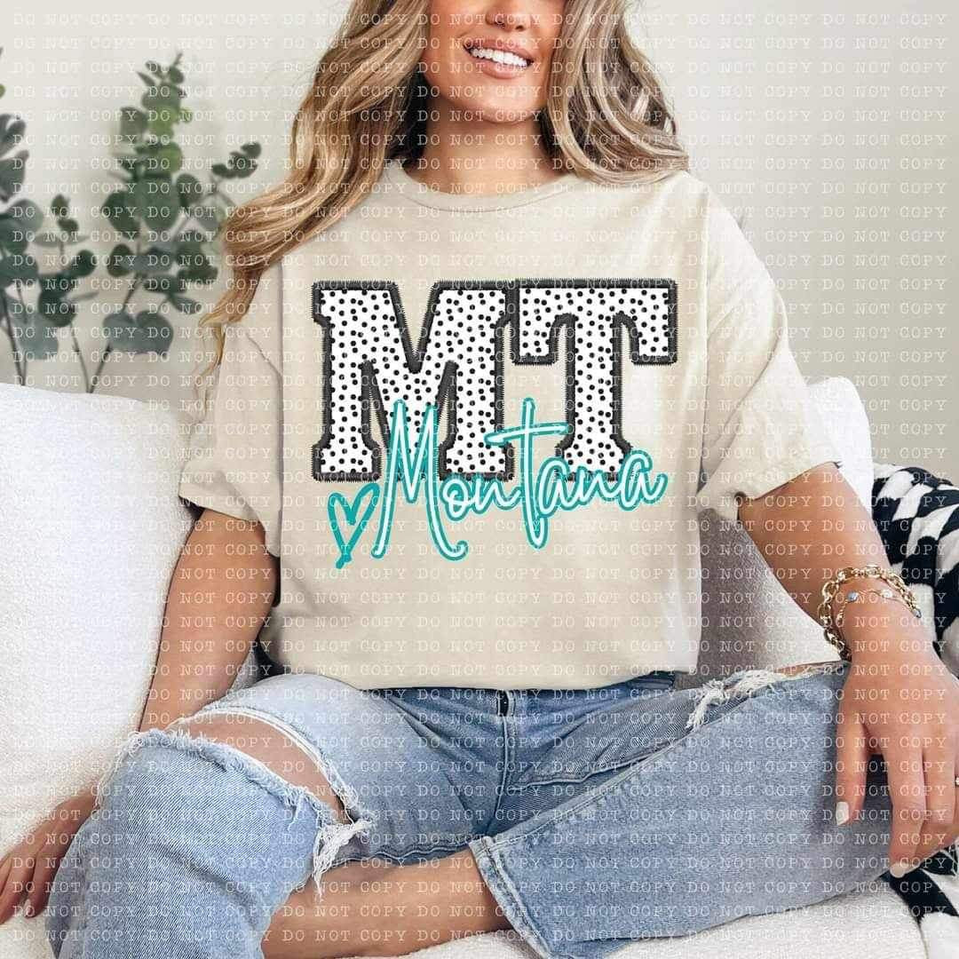 MT Montana polka dot and blue embroidery 21818 DTF transfers