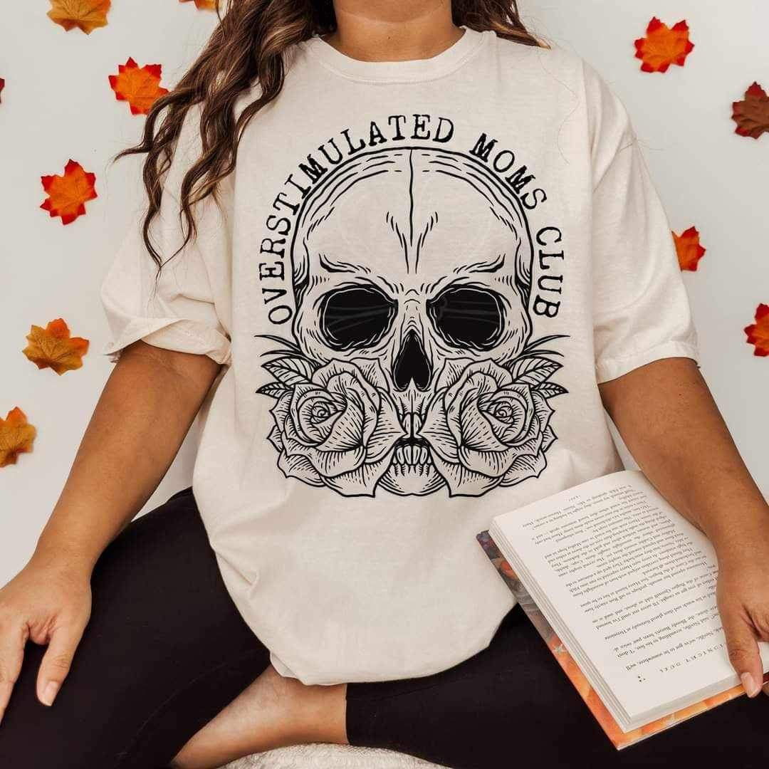 Overstimulated moms club skull roses (lyttle) 34428 DTF Transfer