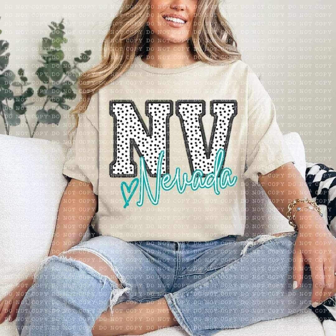 NV Nevada polka dot and blue embroidery 21787 DTF transfers