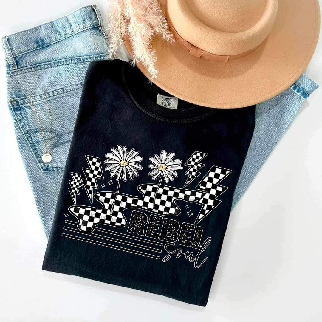 Rebel soul checkered 21844 DTF transfer