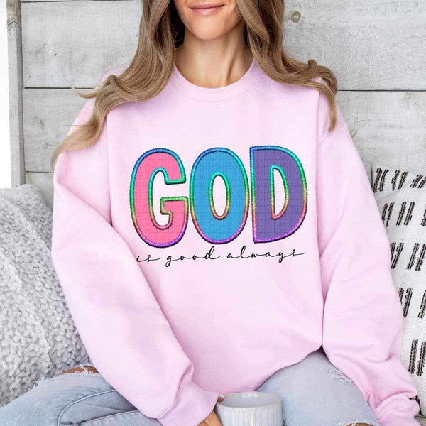 God is always good rainbow embroidery 23111 DTF transfer