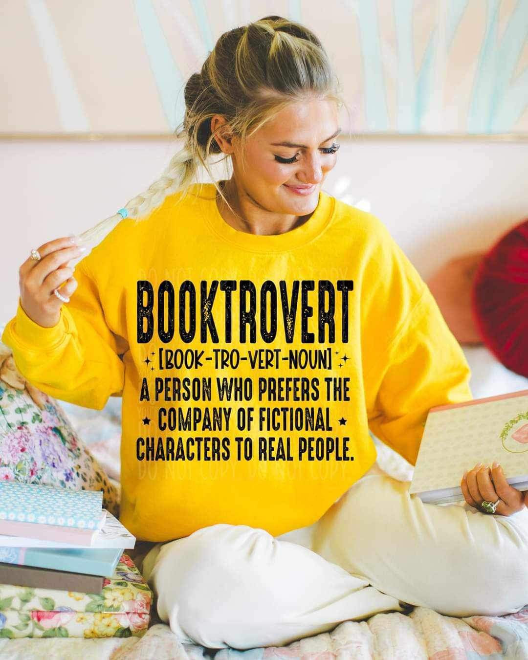 Booktrovert a person who prefers the company of fictional characters to real people BLACK (LYTTLE) 21865 DTF transfer
