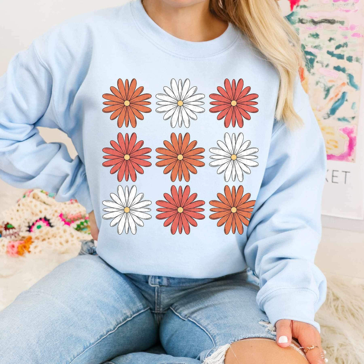 White orange and red flower collage 21926 DTF transfer