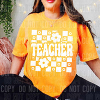 Teacher checkered WHITE (SBB) 32071 DTF transfer