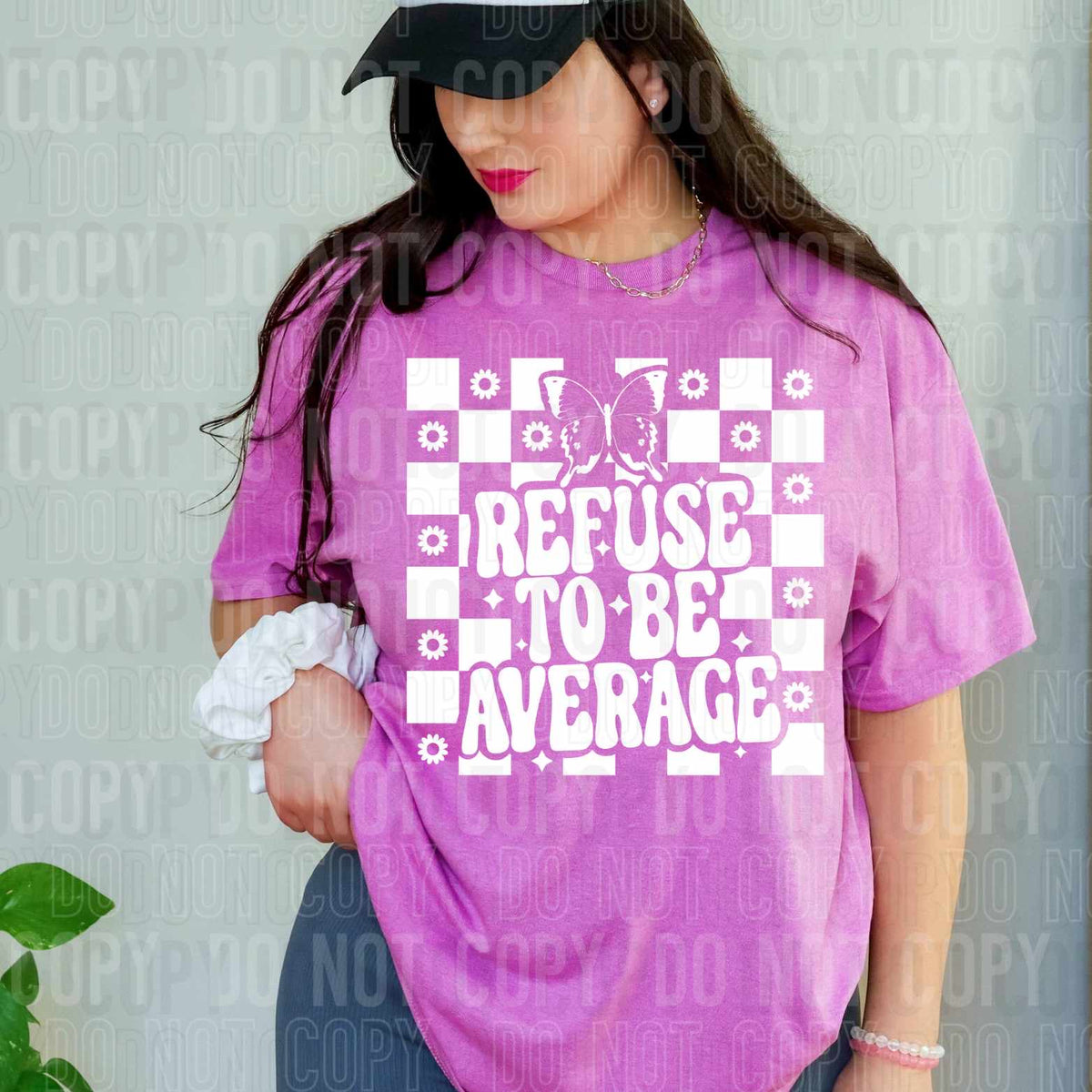 Refuse to be average checkered WHITE (SBB) 32072 DTF transfer